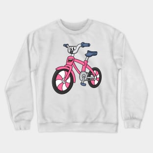 Cute pink kids bicycle cartoon illustration Crewneck Sweatshirt